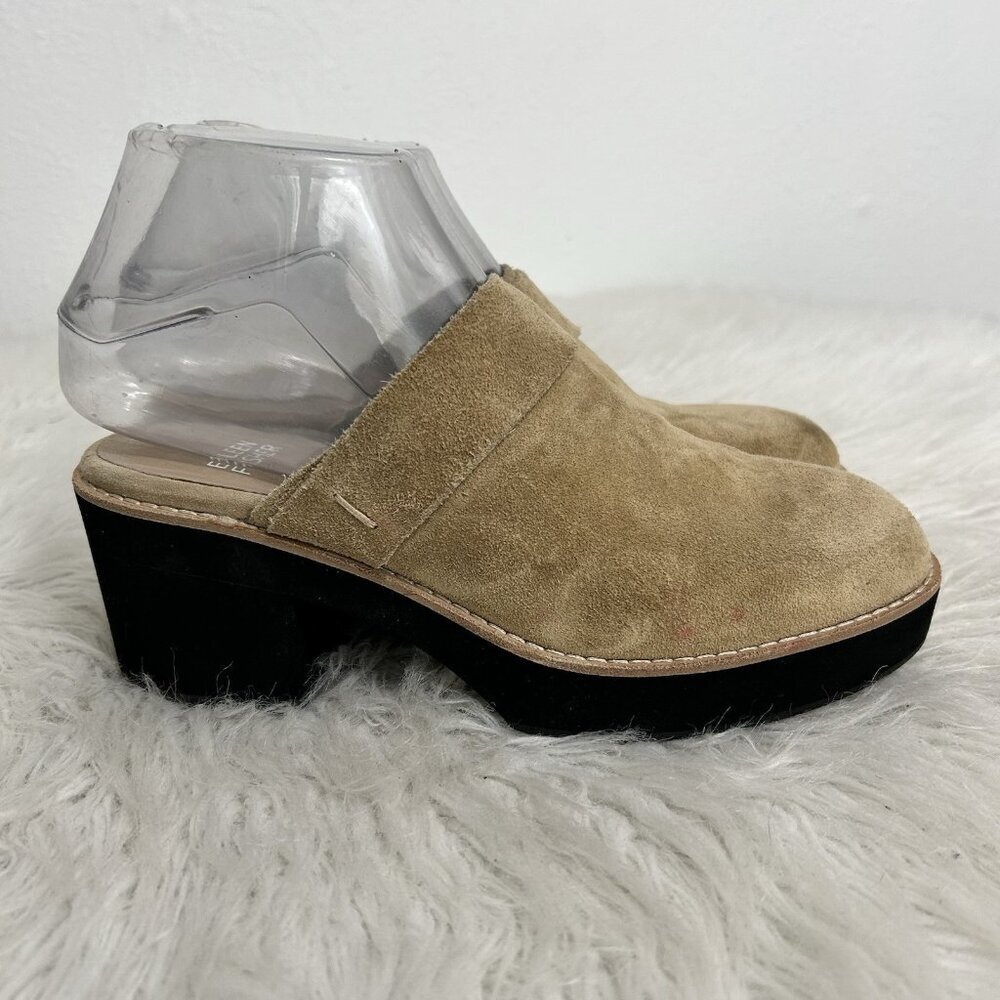 Eileen Fisher Mules Women’s Size 6.5 M Tan Leather Suede‎ Hiya Slip On Platform